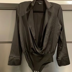 Zara satin style deep v bodysuit